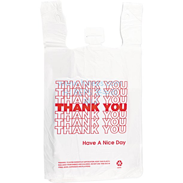 Inteplast Group &quot;Thank You&quot; Shopper Bags, White, 500 Ct